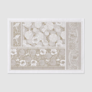 Papier Mousseline Art Nouveau Nasturtiums par Artiste Français 1896