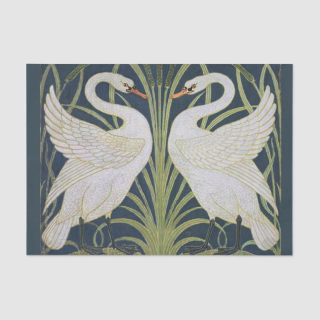 Papier Mousseline Art Nouveau Swan Deux Swans (Recto)