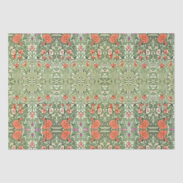 Papier Mousseline Art Nouveau Victorien Floral Inspiré Motif Wrapp (Recto)