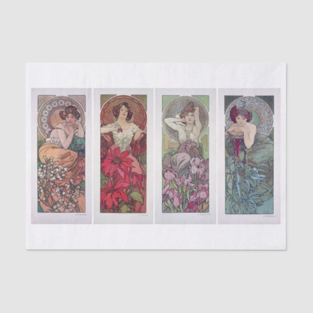 Papier Mousseline Art nouveau Vintage par Mucha (Recto)