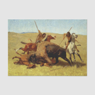 Papier Mousseline Art occidental de Frederic Remington “Chasse au bu