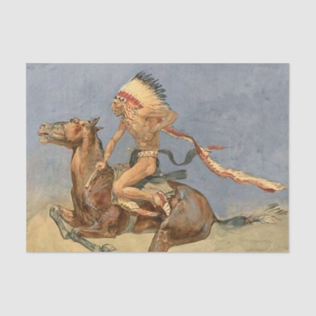 Papier Mousseline Art occidental de Frederic Remington “Danse de gue (Recto)