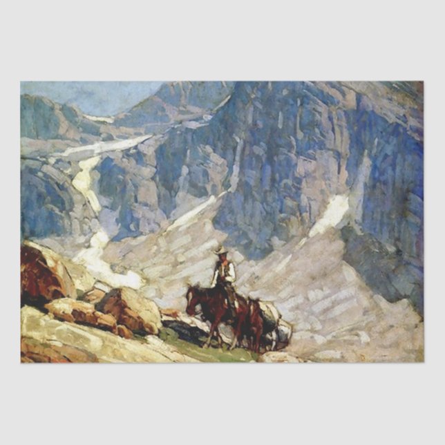 Papier Mousseline Art occidental "Packin" par Edgar Payne (Recto)