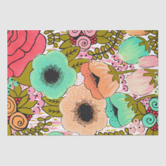 Papier Mousseline Art peint Fleurs Art Journal Enveloppement Cadeau