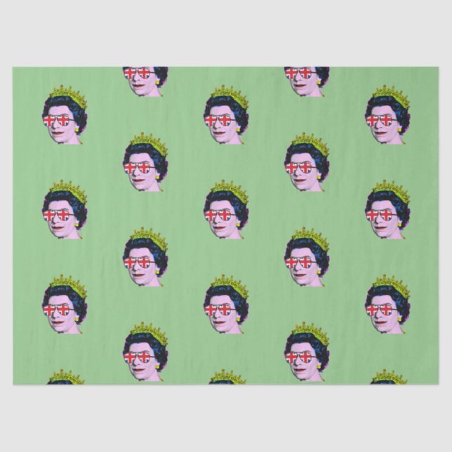 Papier Mousseline Art Pop moderne Reine dans les lunettes Union Jack (Recto)