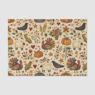 Papier Mousseline Art populaire primitif de Thanksgiving