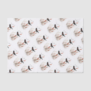 Papier Mousseline Art rouge de nature d'oiseau de merle d'aile