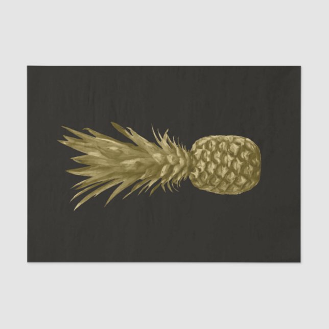 Papier Mousseline Art Tropical Elegant Black Gold Ananas (Recto)