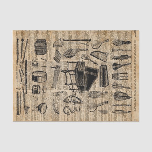 Papier Mousseline Art vintage de dictionnaire d'instruments de (Recto)
