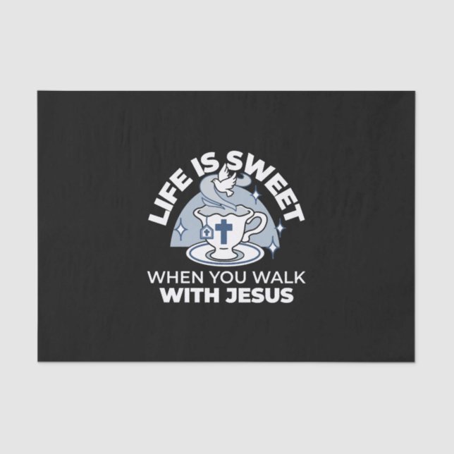 Papier Mousseline Art Vivant Fidèle - Teacup avec Croix et Dove (Recto)