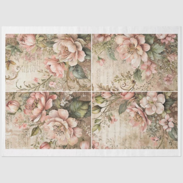 Papier Mousseline Artist Victorian Flower Junk Journal Backgrounds B (Recto)