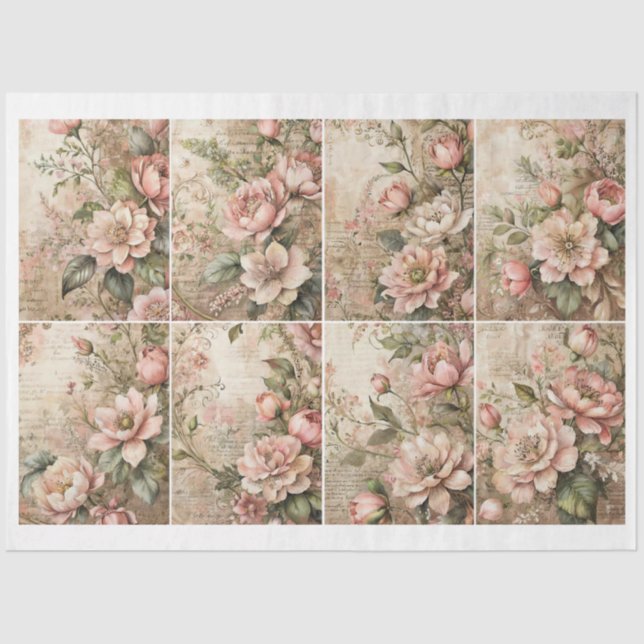 Papier Mousseline Artist Victorian Flower Junk Journal Backgrounds C (Recto)