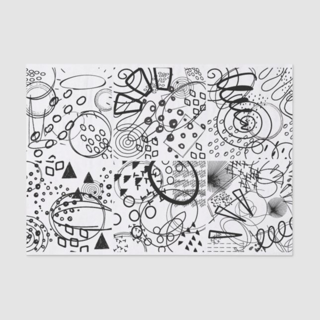 Papier Mousseline Artiste Black White Doodle Scribble Motif Texture (Recto)