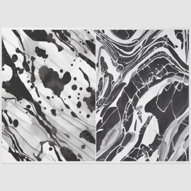 Papier Mousseline Artiste Noir Blanc Abstrait Marbre Texture 1d (Recto)