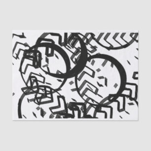 Papier Mousseline Artiste Noir Blanc Grand Cercle Chevron Texture