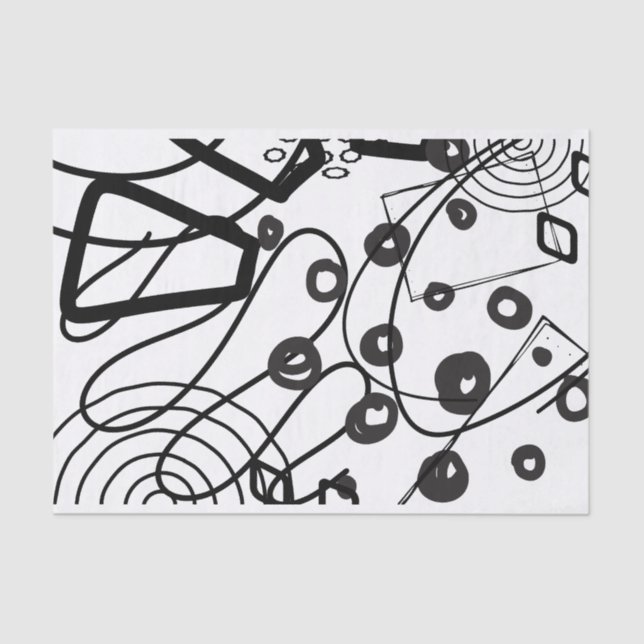 Papier Mousseline Artiste Noir Blanc Grand Cercle Doodle Texture (Recto)