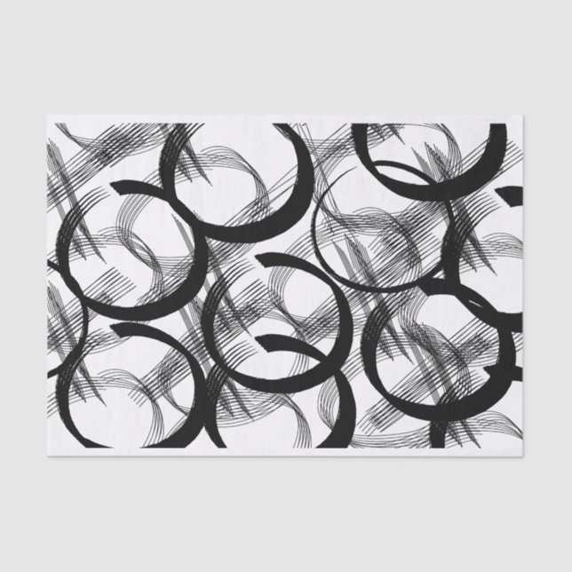 Papier Mousseline Artiste Noir Blanc Grand Cercle foncé Ligne Textur (Recto)