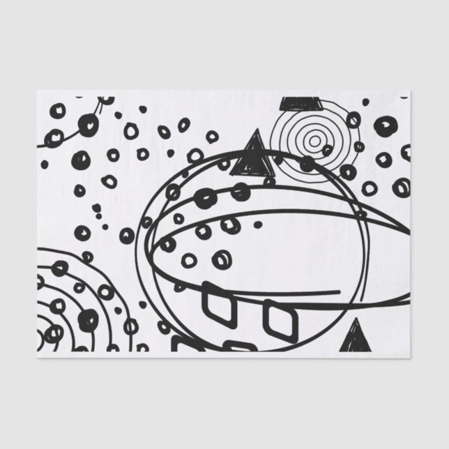 Papier Mousseline Artiste Noir Blanc Grand Doodle Motif Texture (Recto)