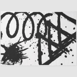 Papier Mousseline Artiste noir blanc Grand triangle de boucle Abstra