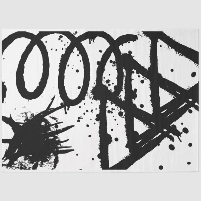 Papier Mousseline Artiste noir blanc Grand triangle de boucle Abstra (Recto)