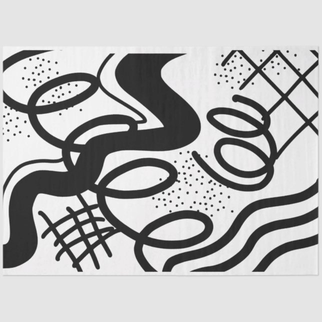 Papier Mousseline Artiste noir blanc Grande texture d'onde Abstraite (Recto)