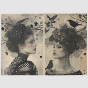 Papier Mousseline Artistes Mélange Média Crème Noire Grands Visages