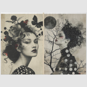 Papier Mousseline Artistes Mélange Média Crème Noire Gros Visages 2