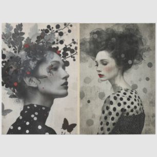 Papier Mousseline Artistes Mélange Média Noir Blanc Crème Gros Visag