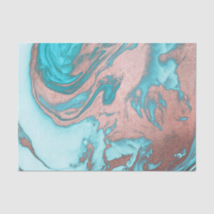 Papier Mousseline Artsy Chic Rose Gold Aqua Mint Blue Marble Motif