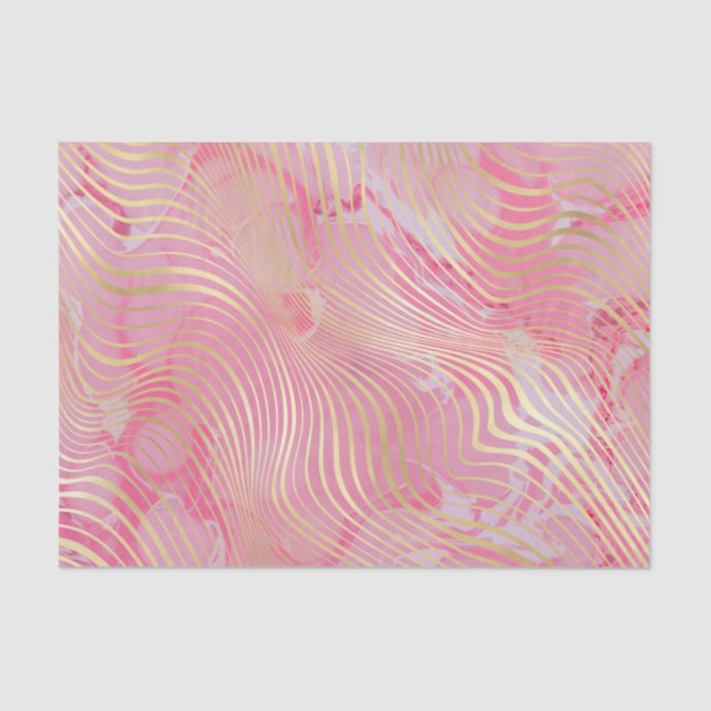 Papier Mousseline Artsy moderne rose or rayures courbes Marbre (Recto)