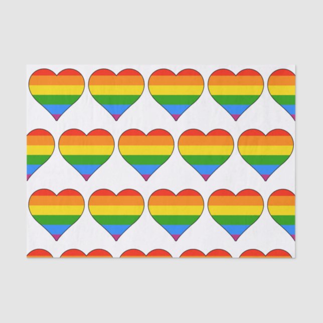 Papier Mousseline Artsy Rainbow Heart Gay pride en blanc (Recto)