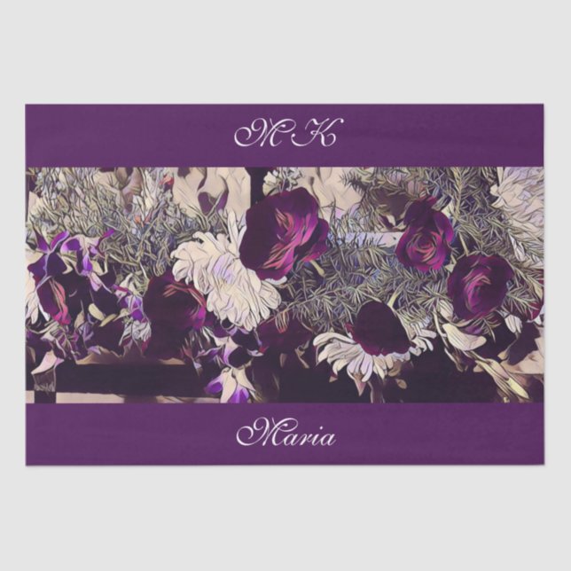 Papier Mousseline Artwork personnalisé Fleurs de violet de découpage (Recto)