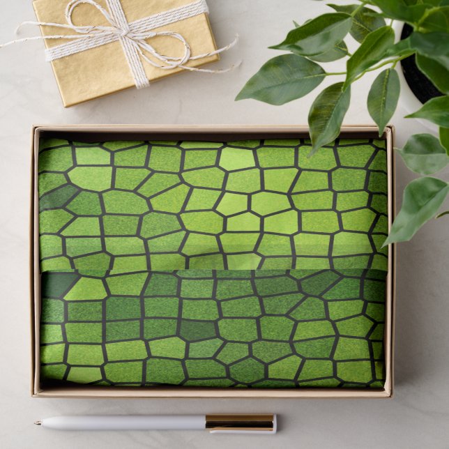 Papier Mousseline Aspect verre taillé vert (Cadeau)