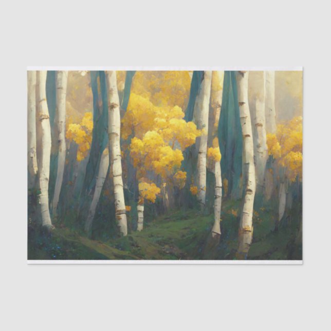 Papier Mousseline Aspen Arbres d'automne Peinture de montagne (Recto)