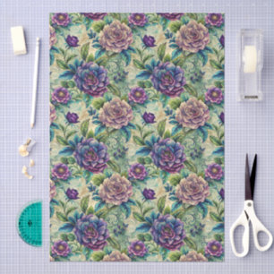 Papier Mousseline Assez Grande Découpage Floral Sans Couture Artisan
