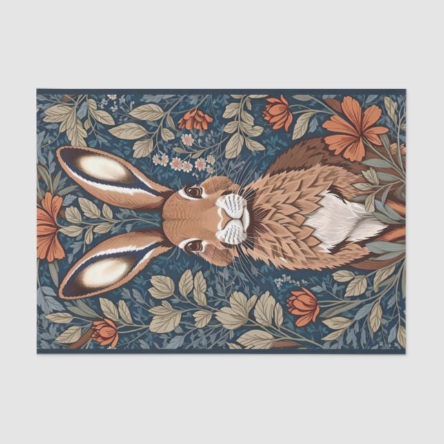 Papier Mousseline Assis lapin Brown Floral Vintage (Recto)