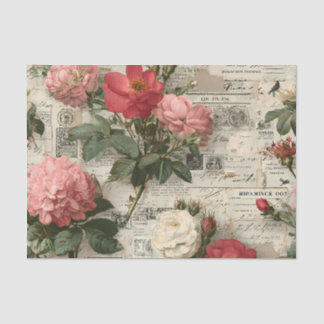 Papier Mousseline Assortiment de fleurs rouges et roses