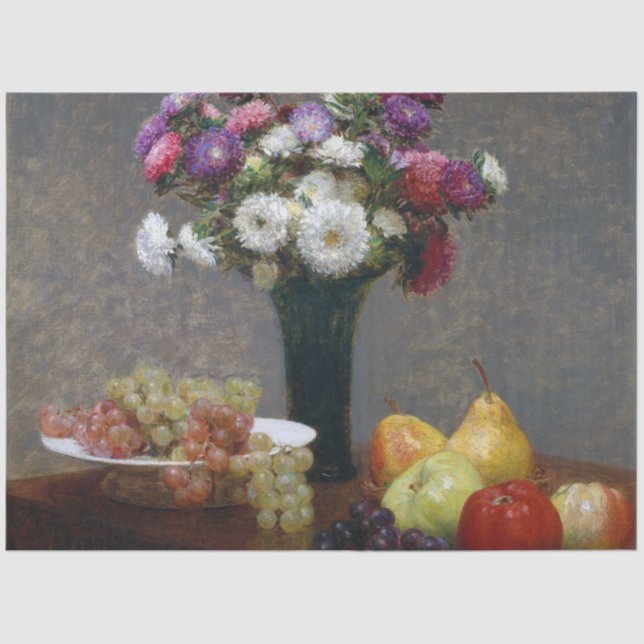 Papier Mousseline Asters et fruits, Henri Fantin-Latour (Recto)