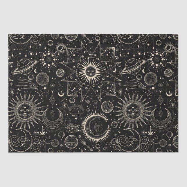Papier Mousseline Astrologie magique tarot boho céleste (Recto)