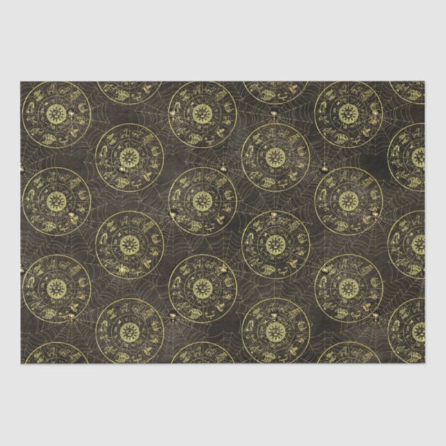 Papier Mousseline Astrologie vintage Zodiac et Cobweb Magie (Recto)