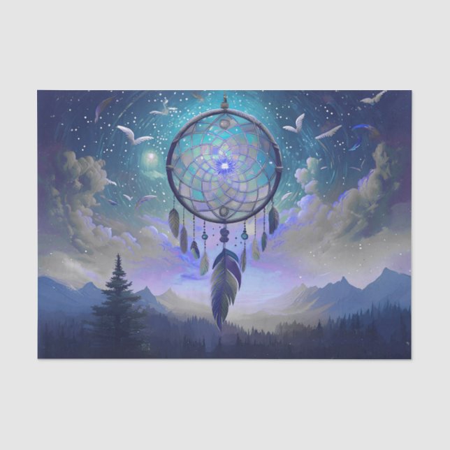 Papier Mousseline Attrape-rêves de pleine lune, Céleste (Recto)