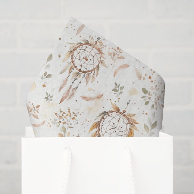 Papier Mousseline Attrape-rêves Plumes Anniversaire (Sac cadeau)