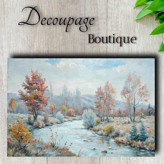 Papier Mousseline Aube d'hiver - Pastel Autumn River Decoupage (Winter's Dawn - Pastel Autumn River Decoupage Paper)