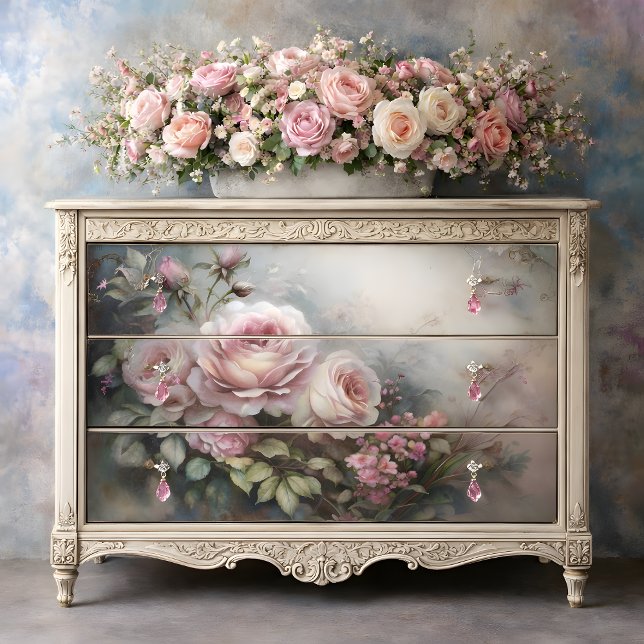Papier Mousseline Aube Rose Brumeuse Découpage (Misty Rose Dawn Decoupage Tissue Paper)
