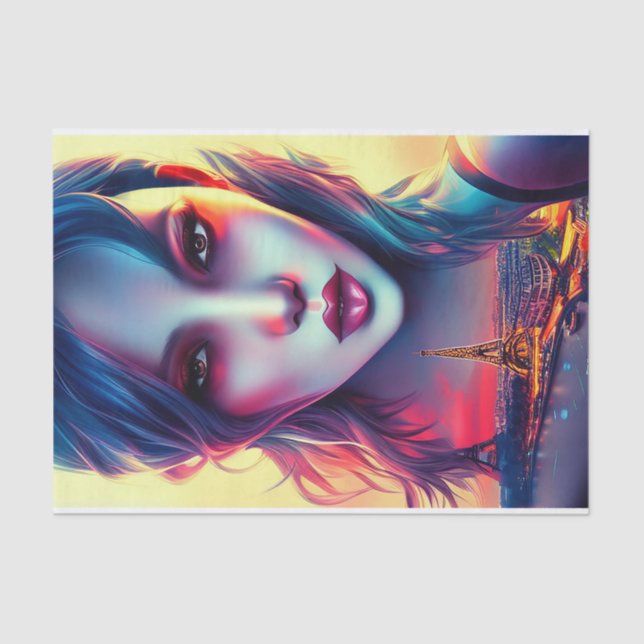 Papier Mousseline Audacieuse femme artistique moderne Paris Tour Eif (Recto)