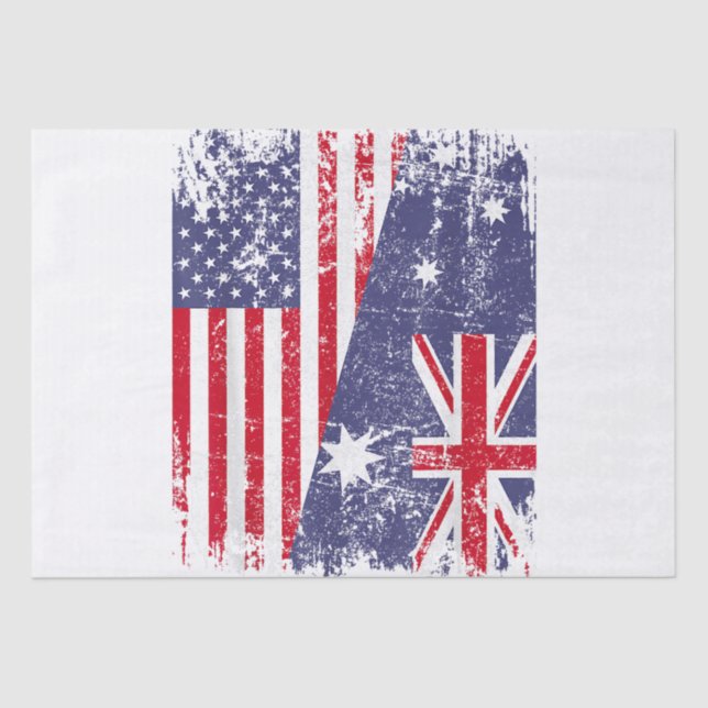 Papier Mousseline AUSTRALIAN ROOTS Half American Flag AUSTRALIE (Recto)