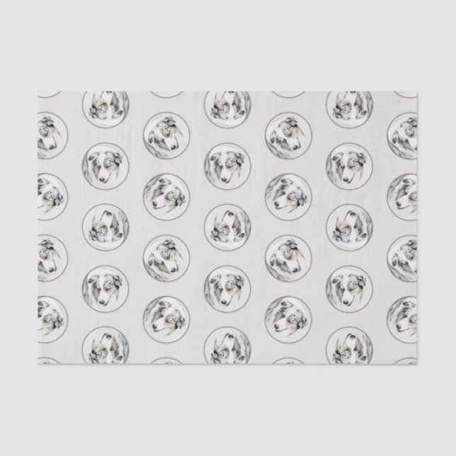 Papier Mousseline Australian Shepherd Peinture Blue Merle Dog Art (Recto)