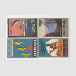 Papier Mousseline Australie vintage Affiches de voyage Découpage Col
