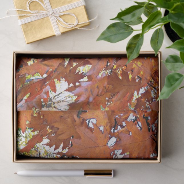 Papier Mousseline Automne Chêne Feuille Floral (Cadeau)