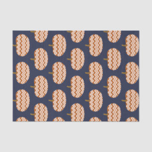 Papier Mousseline Automne Chevron Citrouilles et Marine